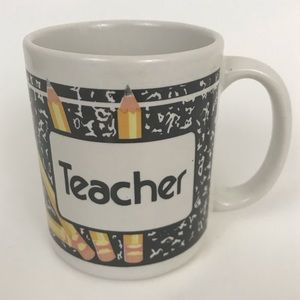 Vintage Teacher Coffee Cup Mug Blackboard Pencils